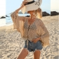 Women's Solid Color Sexy Knitted Hollow Beach Bikini Swimwear Cover Up Sun Protection Clothing CXB81388