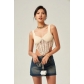 Sexy Elastic Slim Fit Hollow Hook Flower Knitted Tank Top Women's Solid Backless Strap H11-23009U