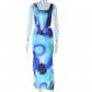Fashion Printed Sleeveless Tank Top Split Half Dress Two Piece Set JSD710208
