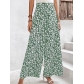 New women's small floral loose fitting casual waistband pants OZN0894