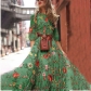 Chiffon printed large swing long dress Bohemian holiday style dress SH001-1