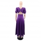 Temperament Bubble Sleeves Design Feel Waist Cut Out Long Dress Summer Dress YLY10117