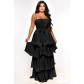 Chiffon Gentle Style Style Hanging Strap High Waist Cake Long Dress Summer Dress YLY10125