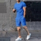 Popular men's summer solid color short sleeved shorts set, sports and leisure set, men's YFY22120