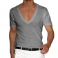 Men's V-neck solid color large casual short sleeved T-shirt YFY23056-1