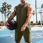 Men's Tank Top Shorts Two Piece Summer Sports Casual Solid Color Henry Sweetheart Set Men's Trend YFY23119