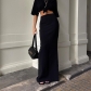 Fashionable Style Black Slim and Long Half length Skirt Wrapped Hip Skirt BSQ10197J