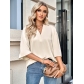 Solid Loose V-neck 3/4 Sleeve Top 224SY52609