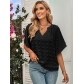 Casual style V-neck solid color wool ball top for women 231SY52687