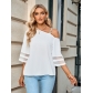 Fashion casual solid color metal buckle single shoulder top for women 232SY52614