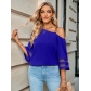 Fashion casual solid color metal buckle single shoulder top for women 232SY52614