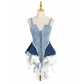 Colored denim waistband slimming tank top with suspenders TVE24937