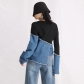 Fashionable personality, asymmetrical design, washable denim patchwork, loose casual sweater TWY23652