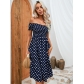 Printed Off Shoulder Wrapped Chest Dress XML10995