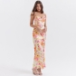Elegant and high-end fashion long dress with floral print and sexy chest revealing dress JY23214DG