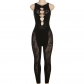 Sexy hollow out high waisted tight buttocks knit jacquard jumpsuit W23Q30955