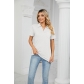 Solid color short sleeved lapel pocket loose T-shirt top for women HLL7318