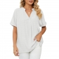 Thin V-neck casual pullover solid loose fitting shirt top HLL7902