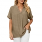 Thin V-neck casual pullover solid loose fitting shirt top HLL7902