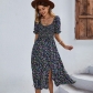 Bohemian printed dress with round neck and large swing skirt D2223066