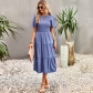 Large swing dress with round neck and holiday skirt D2313109