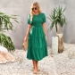 Large swing dress with round neck and holiday skirt D2313109