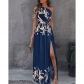 Oblique Shoulder Long Dress Temperament Sleeveless Sexy High Waist Split Dress Q1167-1