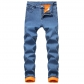 Plush composite warm jeans with straight fitting and thickened men's denim pants KS7003