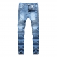 Pleated Slim Fit Slim-fit pants Stretch Perforated Trendy Jeans KS999