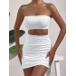Sexy strapless dress with hollowed out buttocks and pleated dress short skirt GK820109