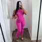 Women's sleeveless hollowed out slim fitting high waisted sports jumpsuit pants K23Q30195
