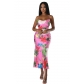 Sleeveless printed backless dress for high-end women's clothing HX361