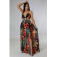 Women's floral dress dress large slightly fat medium long Slip dress French printed dress HX290