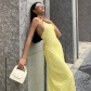 Temperament Solid Color Lace up Long Dress Sexy Spicy Girl Show White Open Back Strap Dress D279292W
