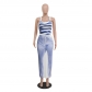 Women's New Sexy Sleeveless Digital Printing High Waist Slim Fit Long Dress CY900672