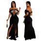 Fashionable Off Shoulder Split Dress European and American Sequin Dress Style CY900700