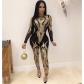 Sequin high-end women's long sleeved perspective jumpsuit CY8189