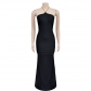 Fashion Women's Solid Color Sleeveless Shoulder Strap Open Back Long Dress C6636
