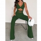 Fashion solid color thin cut out kink one-piece Bell-bottoms GL6667