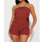 Sexy and Comfortable Solid Color Chest Wrapped Organ Pocket Jumpsuit GL6679