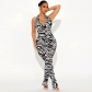 Y1201 is specifically designed for the 2023 summer new foreign trade women's clothing sexy and fashionable printed hanging neck jumpsuit Y1201-2