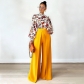Women's draped loose and slim wide leg pants, solid color straight tube fashion casual pants D1467