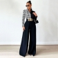Women's draped loose and slim wide leg pants, solid color straight tube fashion casual pants D1467