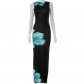 Casual floral print sleeveless round neck slim fitting basic dress Y23DS326