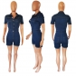 Fashion denim women's slim fitting personalized foldable denim jumpsuit JLX6958