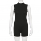 Women's solid color simple half high collar sleeveless basic fashion American jumpsuit shorts KJ01729