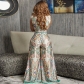Sexy Sleeveless Printed Pleated Wide Leg Jumpsuit S10587