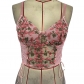 Embroidered flower lace up vest F10299