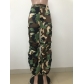 Women's cotton button zipper camouflage straight pants LD1376