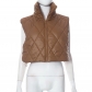 Thickened and warm rhombic standing collar short bread jacket cotton jacket Y23TP369